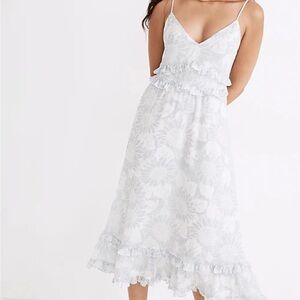 Madewell Ruffle Cami Dress in Sunflower season floral midi dress size 4